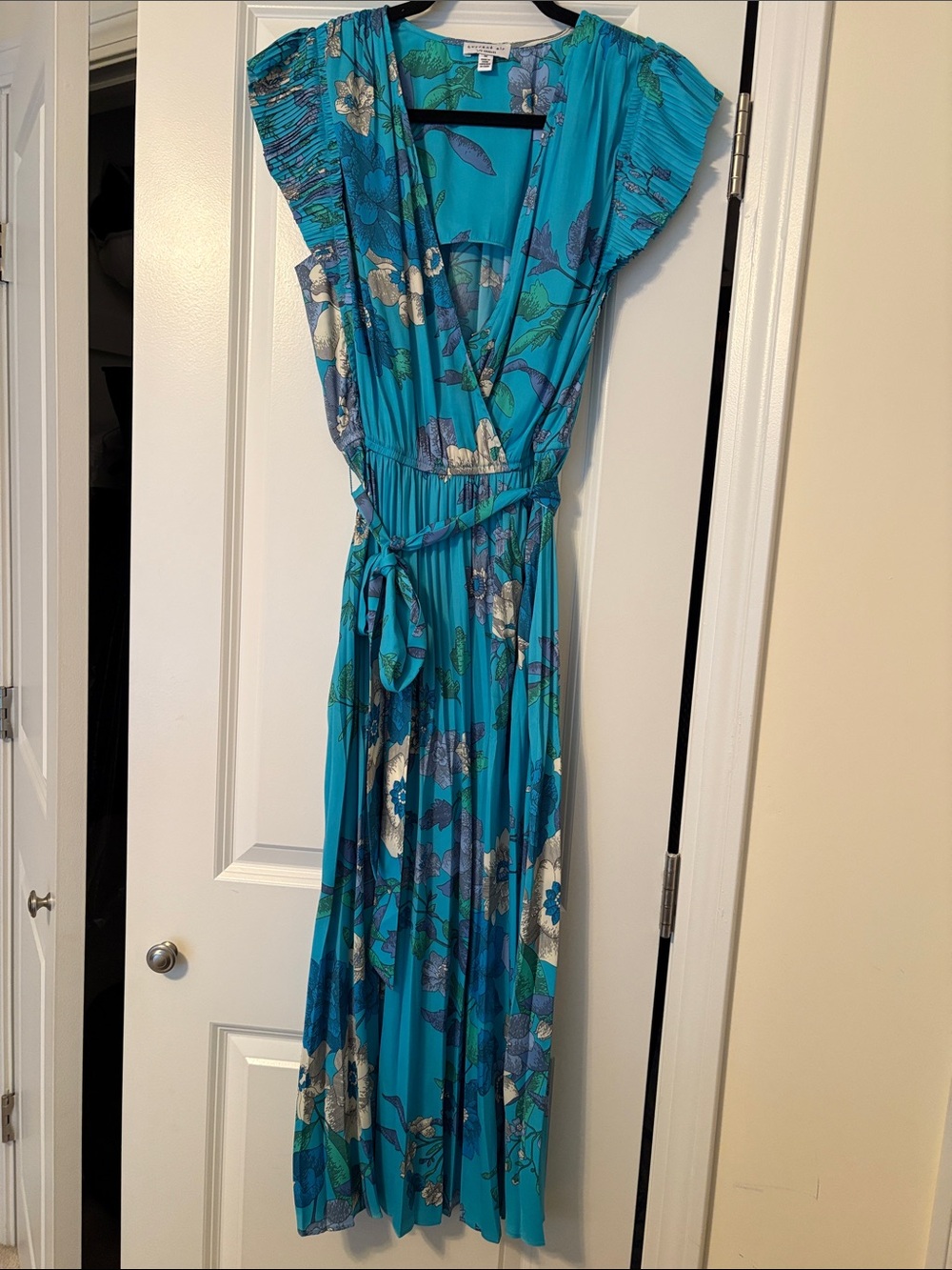 Current Air Teal Floral Wrap Maxi Dress